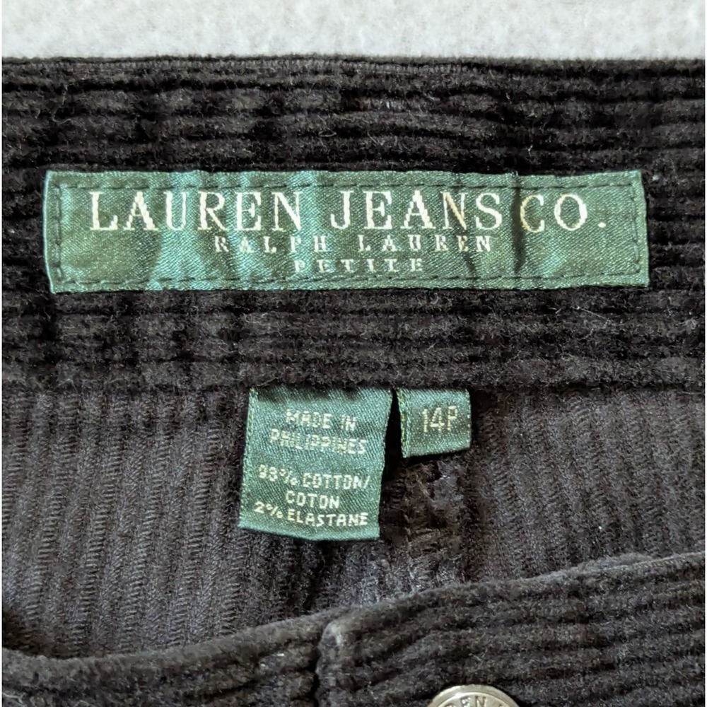 Lauren Jeans Co Corduroy Pants Womens 14P Black Stretch Classic Straight Leg - Picture 3 of 9